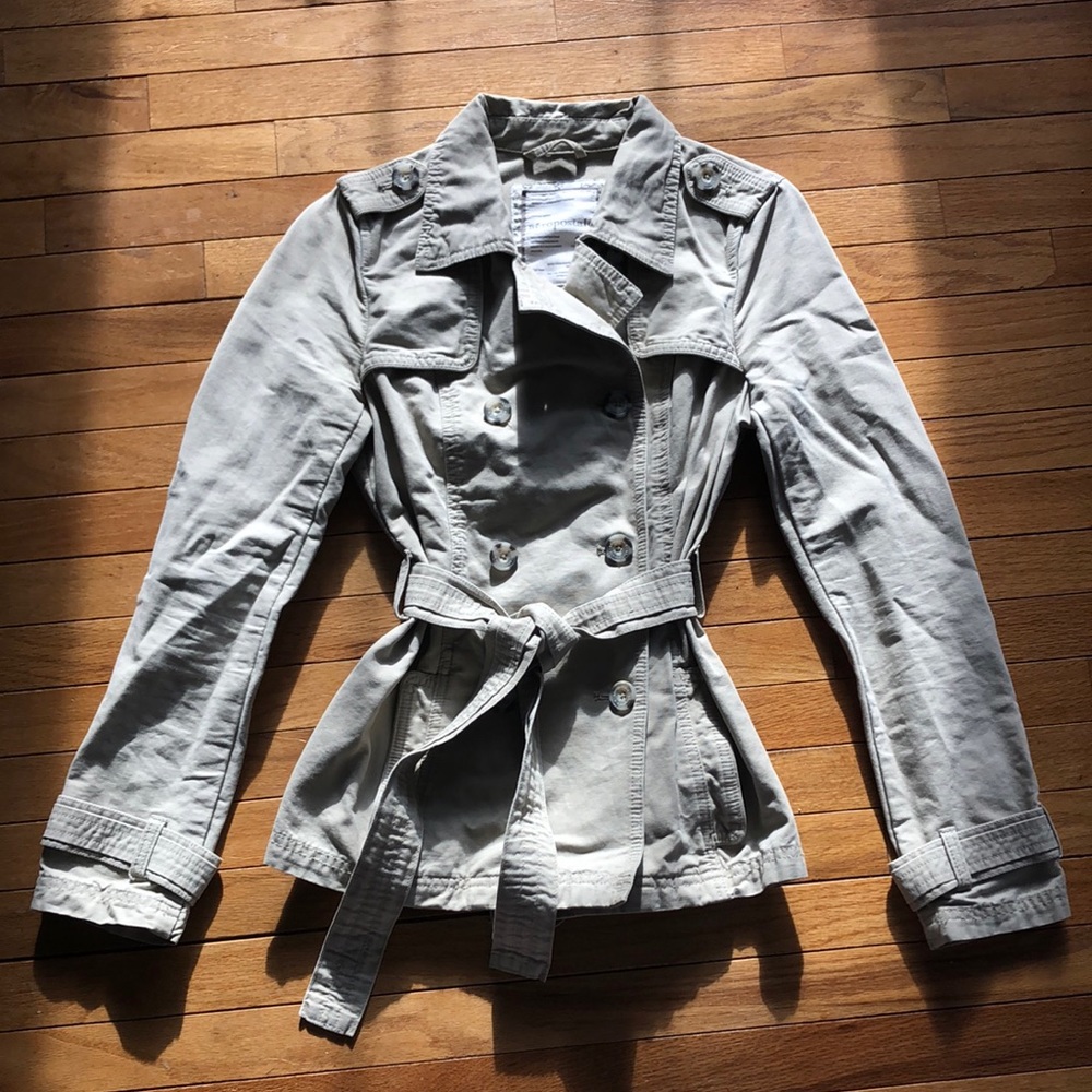 Aeropostale Short Khaki Trench Coat Size Small